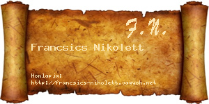 Francsics Nikolett névjegykártya